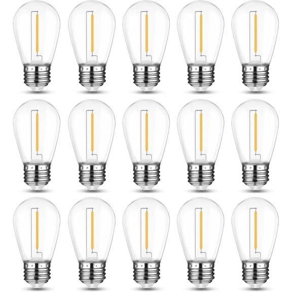 Mlambert LED String Light Bulbs,Shatterproof Outdoor S14 Replacement Bulb,Waterproof 1W Edison E26 Base Bulb Equal to 11W,Warm White,Not Solar