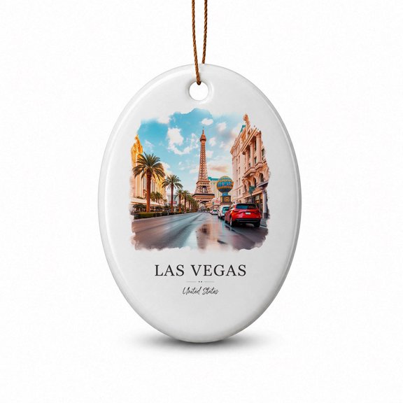 Mlas Christmas Souvenir Oval Keepsake, Las Vegas Travel Vacation Ornament