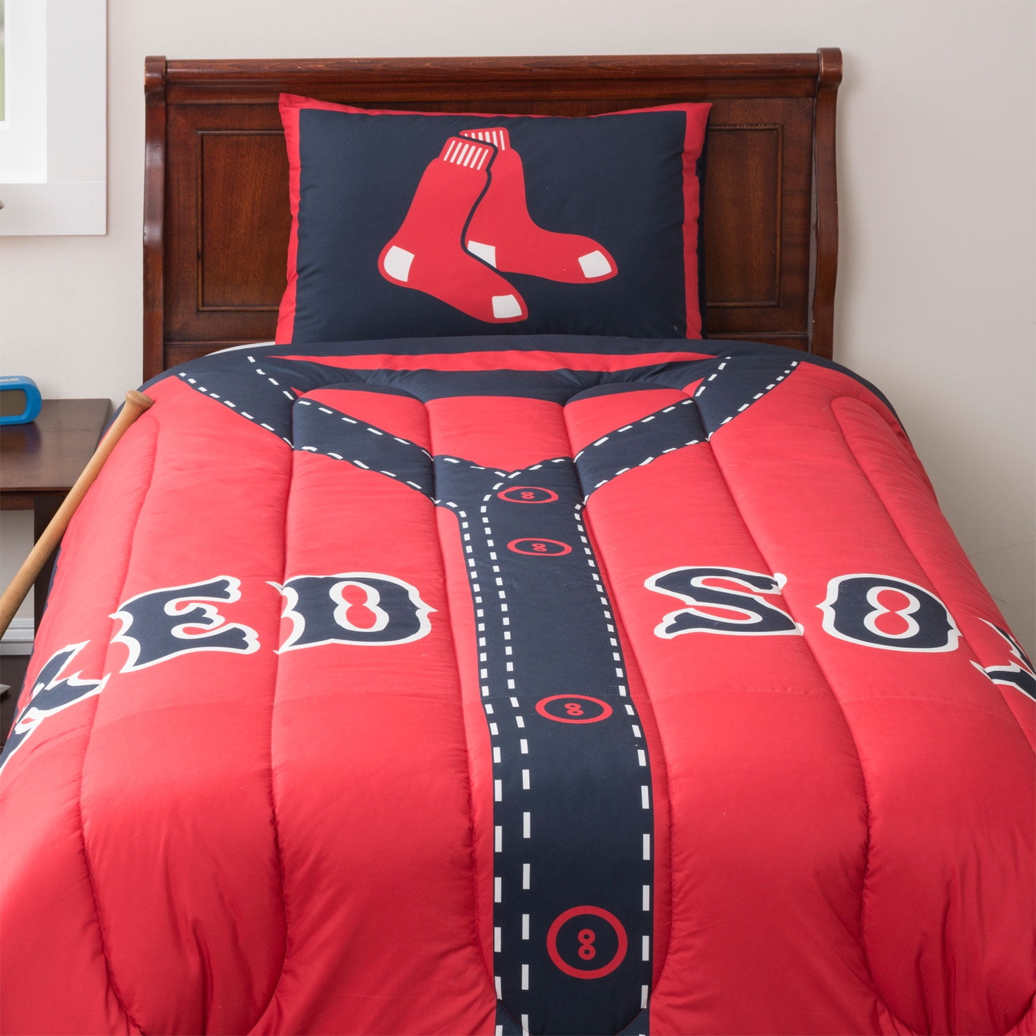 Mlb Boston Red Sox Twin Comforter Set Baseball Jersey Bed