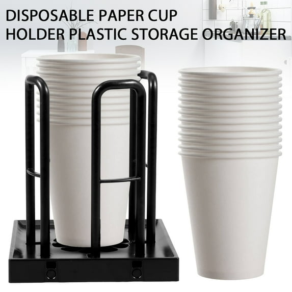 Mlfire Disposable Paper Cup Dispenser Plastic Cup Storage Organizer Adjustable Coffee Cup Dispenser Holder for Countertop Kitchen Cabinet Coffee Bar