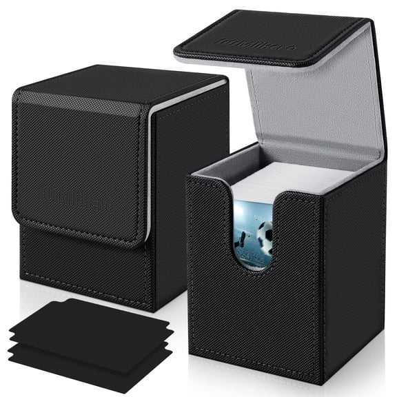 Mlikero 2 Pack Card Deck Box, Commander Deck Box Holds 200+ Single Sleeved Cards with 2 Dividers, Leather Magnetic Card Box Fit for MTG, TCG