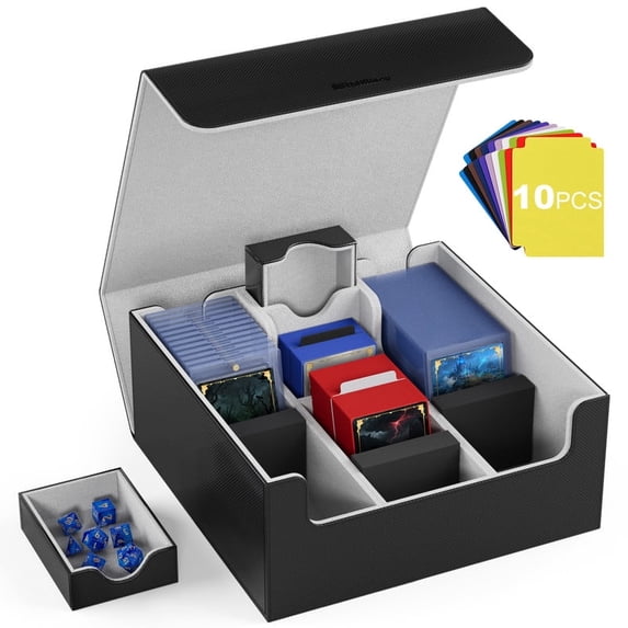 Mlikero Card Deck Case, Trading Card Storage Box for Magnetic Cards Holder and Hard Plastic Cards Protectors, Leather Magnetic Closure Deck Box Fit for MTG, TCG