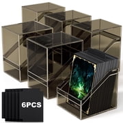 Mlikero Card Deck Cases, 6 Pack Acrylic Commander Deck Box Holding 100+ Sleeved Cards with 6 Dividers, Sturdy Card Storage Box Fit for MTG, TCG, Sports Cards Black