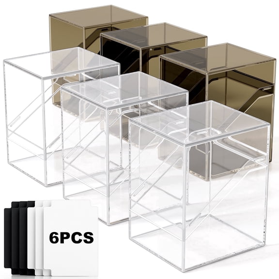Mlikero Card Deck Cases, 6 Pack Acrylic Commander Deck Box Holding 100+ Sleeved Cards with 6 Dividers, Sturdy Card Storage Box Fit for MTG, TCG, Sports Cards (Clear&Black)