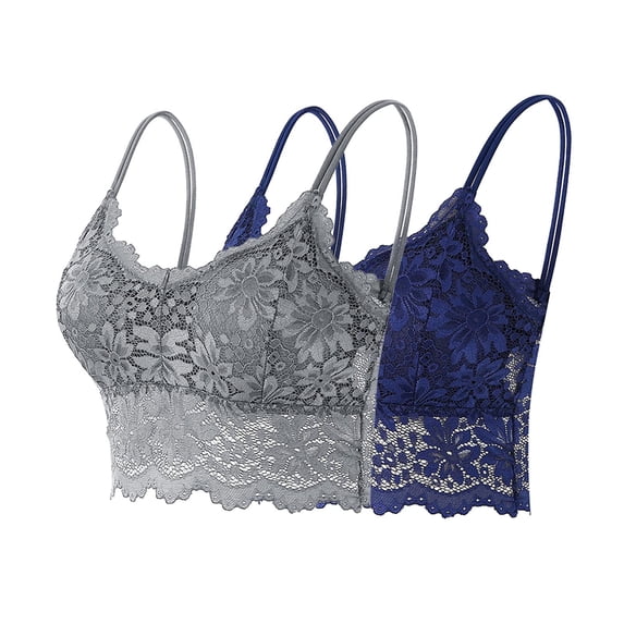 Mlkoz 2 Pack Bralettes for Women Tank Top Slim Basic V Neck Camisole Lace Floral Spaghetti Strap Bandeau