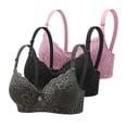 thumbnail image 1 of Mlkoz 3 Pack Bras for Women Push Up Underwire Bra Lace Plus Size Breathable Solid Color Full Support Bras Everyday Bras, 1 of 2