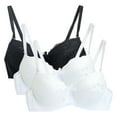 thumbnail image 1 of Mlkoz 3 Pack Lace Bras for Women Full Support Bralettes V-Nack Push Up Bras Solid Color Adjustable Shoulder Straps Everyday Bras, 1 of 2