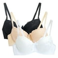 thumbnail image 1 of Mlkoz 3 Pack Lace Bras for Women Full Support Bralettes V-Nack Push Up Bras Solid Color Adjustable Shoulder Straps Everyday Bras, 1 of 2