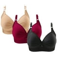 thumbnail image 1 of Mlkoz 3 Pack No Underwire Bras for Women Full Support Comfortable T-Shirt Bra Wirefree Everyday Push Up Bra Adjustable Breathable Wireless Bra, 1 of 2