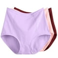 thumbnail image 1 of Mlkoz 3PC Womens Underwear Plus Size Solid Panties High Waist Briefs Soft Leakproof Stretchy Breathable Panties, 1 of 9