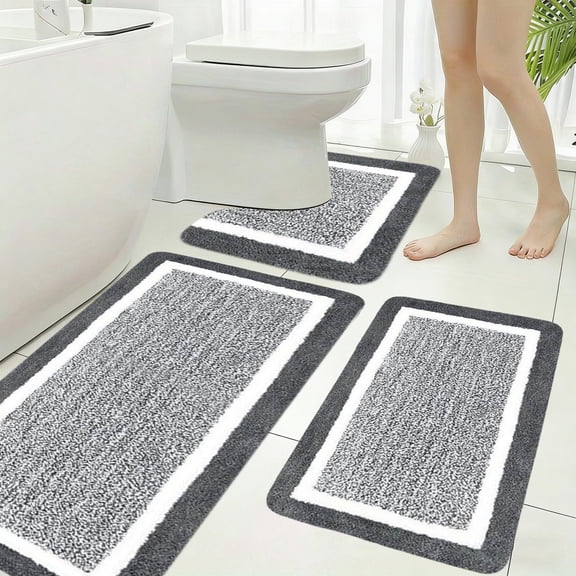 Mlkoz Bathroom Rugs, Bathroom Rugs 3 Piece Extra Large Rug Bathroom Shower Rugs With U Shaped Absorbent Microfiber Plushes Non Slide Bath Rugs Washable Rug, Women Gifts