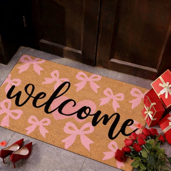 Mlkoz Bathroom Rugs, Valentines Day Welcome Doormat Red And P-ink Heart Sweet Rug Loves Indoor Outdoor Entrance Home Front Porch Rugs Heart, Man Gifts