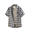 thumbnail image 1 of Mlkoz Button Up Shirt Men Collared Short Sleeve Summer Tops Plaid Casual Work Shirts with Chest Pocket, 1 of 8