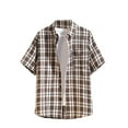thumbnail image 1 of Mlkoz Button Up Shirt Men Collared Short Sleeve Summer Tops Plaid Casual Work Shirts with Chest Pocket, 1 of 3