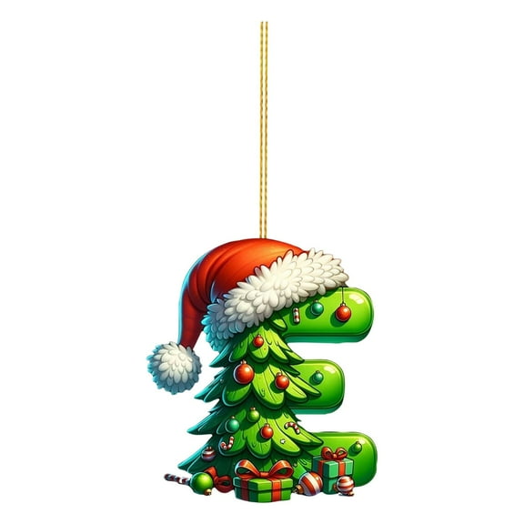 Mlkoz Christmas Decorations, 2D Acrylic Christmas Tree 26 Letter Pendant Decorative Gift Family Christmas Party Pendants, Men Gifts