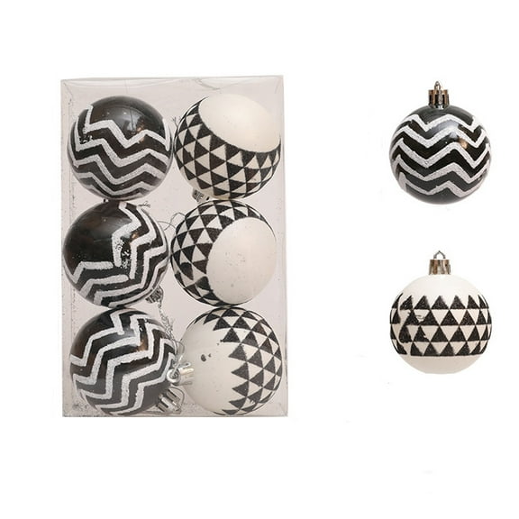 Mlkoz Christmas Ornaments, Uniques Shape B Lack And White Ball Set 6CM6pcs Holiday Products, Christmas Gifts