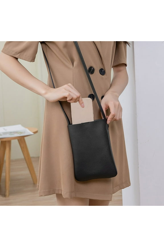 Home Decor, Korean Style Vertical Cowhide Bag Ins Fashion Plain Soft Side Small Shoulder Bag Forest Style Literary Casual Shoulder Small Bag, Women Gifts