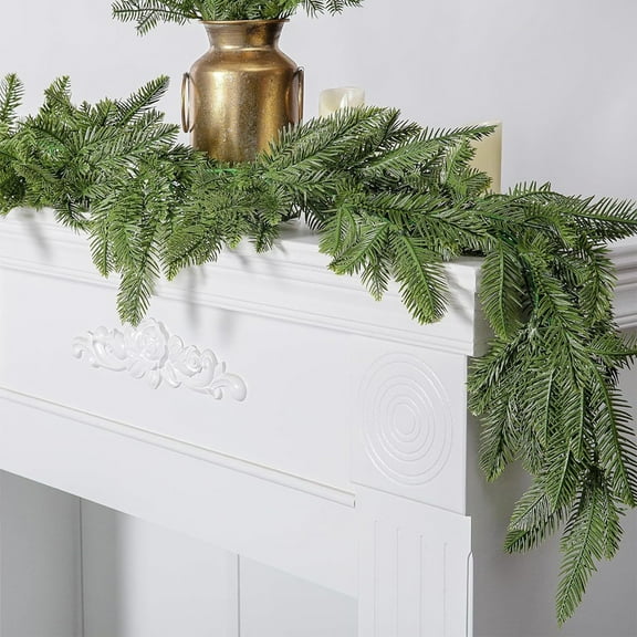 Mlkoz Home decoration, Christmas Pines Needle Wreath With Green Artificial Christmas Wreath Winter Fireplace Tabletop Porch Decor Holiday Wreath Green Cedar Christmas Wreath, Birthday Gifts