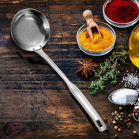Mlkoz Kitchen Decor, Stainless Steel Spoon Strainer Spoon Milk Strainer Oil Leakage Household Small Large Frothing Spoon Hot Pot Fishing Spoon, Men Gifts