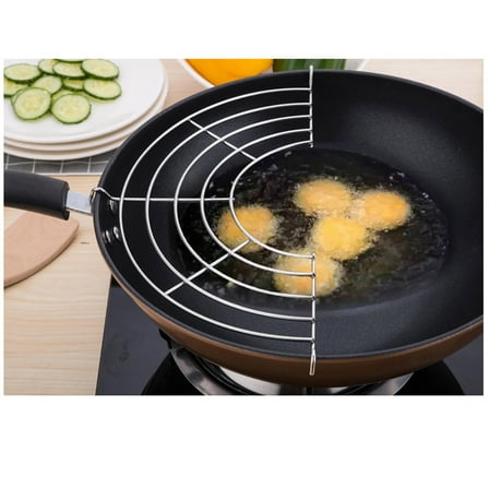 Mlkoz Kitchen Gadgets, Stainless Steel Semi-circular Oil Draining Rack Can Be Connected To The Steaming Vegetable Rack, Women Gifts