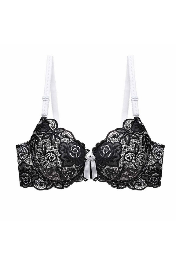 Lace Bralettes for Women Mesh Balconette Low Cut Everyday Bras Comfortable Push Up Bra Half Cup Lingerie