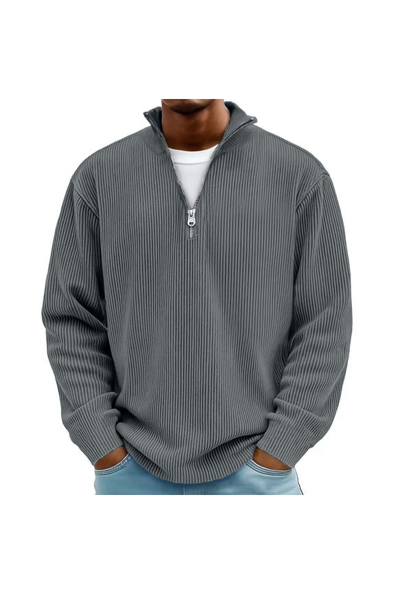 Quarter Zip Pullover Mens Long Sleeve Corduroy Sweatshirt Casual Half Zip Sweater Tops Collar Golf Shirts Pullover Tops S-5XL