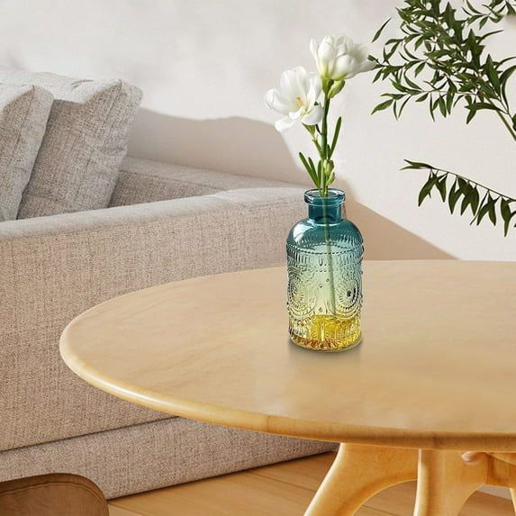 Mlkoz Room Decor, Embossed Glass Vase Elegant Home Decor Flower Arrangement Centerpiece For Living Room Dining Table Wedding Decor, Men Gifts