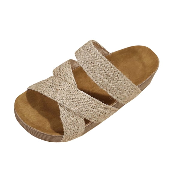 Mlkoz Sandals for Women Comfortable Summer Walking Travel Flats Slip on Shoes Indoor Outdoor