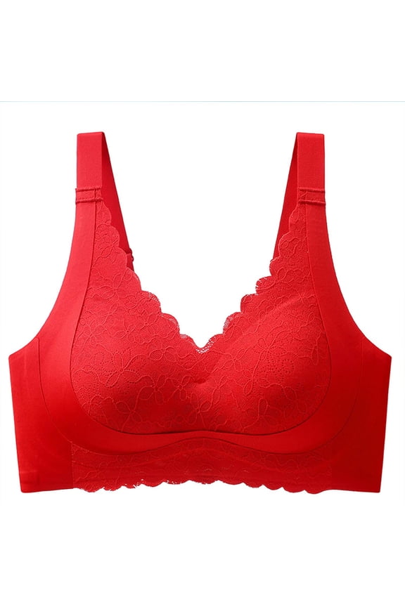 Seamless Lace Bras for Women Solid Color Wirefree Comfortable Mesh Padded Soft Back Smoothing Bra Basic Everyday Bras