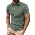 thumbnail image 1 of Mlkoz Shirts for Men Casual Shirt Collared Short Sleeve Button Up Shirts Solid Color Summer Workout T-Shirt, 1 of 5