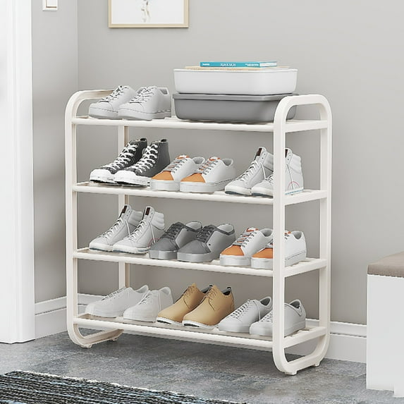 Mlkoz Shoe Rack for Closet Clearance! Shoe Rack-Shoe Rack Storage Organizer With 4 Tiers Metal Shelves For Bedroom- Closet- Entry- Dorm Room (White)