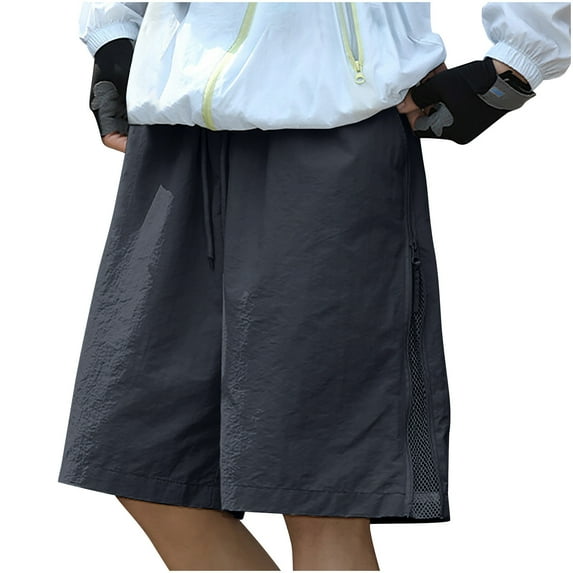 Mlkoz Shorts for Men High Waist Loose Straight Shorts with 2 Pockets Solid Color Knee Shorts Fashion Casual Summer Outfit