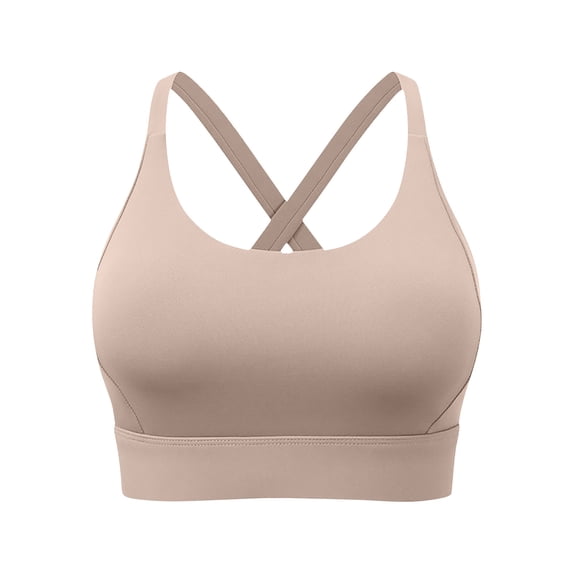Mlkoz Sports Bra for Women Solid Color Crisscross Back Strap Padded Bras for Yoga Gym Workout Running S-2XL