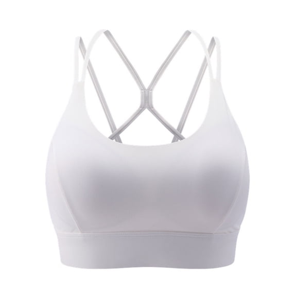 Mlkoz Sports Bra for Women Solid Color Crisscross Back Strap Padded Bras for Yoga Gym Workout Running S-2XL