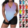 thumbnail image 1 of Mlkoz Summer Womens Tankini Bathing Suits Plus Size Solid Color Sets Adjustable Top Casual Two Piece Swimsuit, 1 of 7