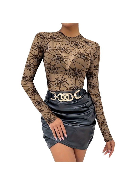 Tops for Women, Mesh Sheer Long Sleeve Base Layer Top, Light Weight Casual Blouse
