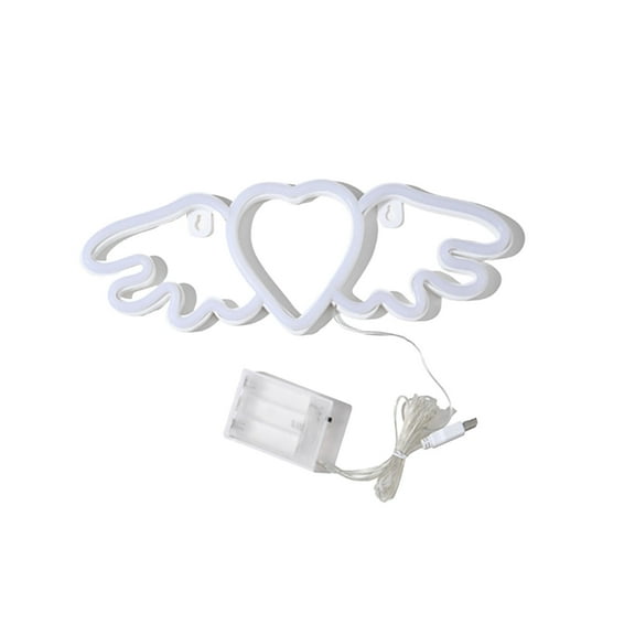 Mlkoz Valentines Day Decorations, Valentines's Day Neon Decor Lights Wing Heart Neon Lights USB Battery Double-Use Lights Suitable For Valentines's Day Indoor And Outdoor Decorations