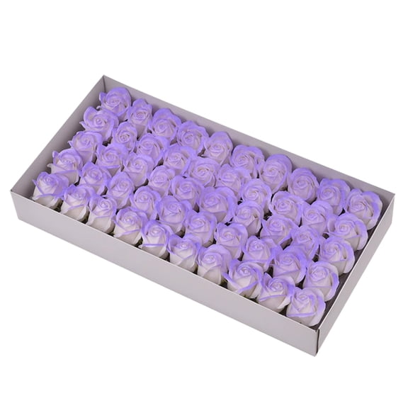 Mlkoz Valentines Day Gifts for Her, Three Layer Of Rose Soap Flower Spray Color Crushed Blue Soap Flower Head Decoration Gift Box Bouquet Gift 50pcs