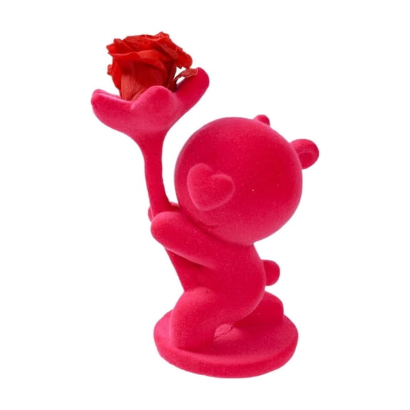Mlkoz Valentines Decor, Flocking Bear Forevers Rose Flower Arrangement Decoration Creativeness Valentines's Day Gift