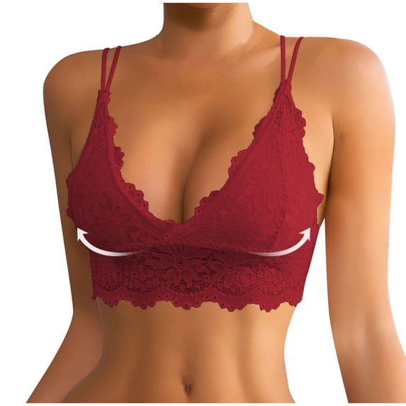 Mlkoz Women's Lace Bra V-Neck Underwire Everyday Bras Racerback Lingerie