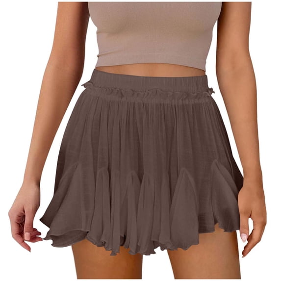 Mlkoz Womens Mini Skirt Skort Pleated High Waisted Ruffle Tennis Skirts for Women Mini Sports Running Skirt Casual Summer