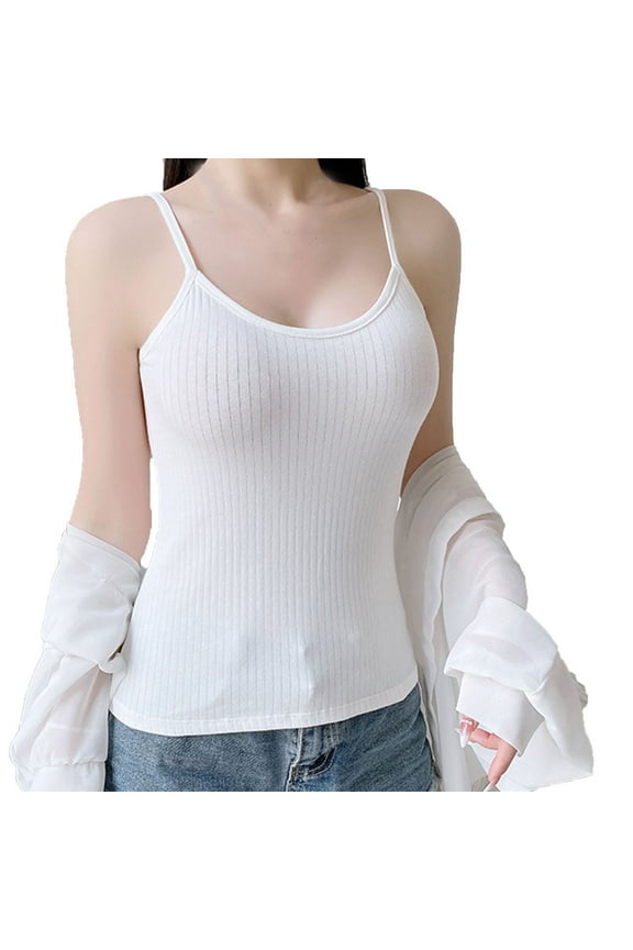 Womens Pajamas Tops Cami Undershirt Strap Tank Tops Soft Sleepwear Solid Color Crew Neck Basic Cami Tanks