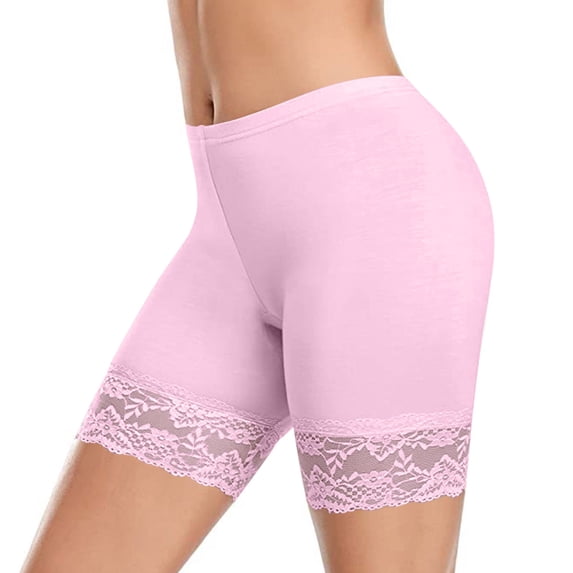 Mlkoz Womens Underwear Lace Boyshorts Panties Solid Color Mid Waisted Stretch S-2XL