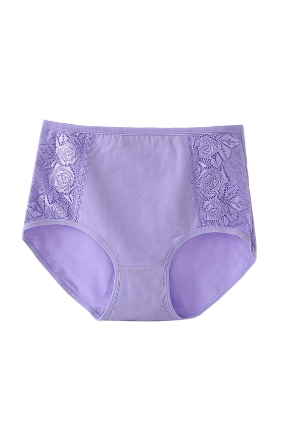 Womens Underwear Lace Solid High Waist Brief Ladies Panties Breathable Stretch for Old Women