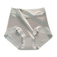thumbnail image 1 of Mlkoz Womens Underwear Mid High Waisted Lace Stretchy Underwear Ice Silk Satin Seamless Soft Breathable Brief Panties, 1 of 3