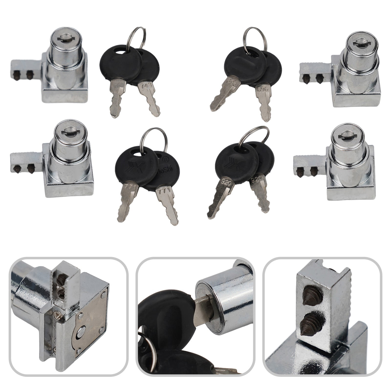 Mlless 1/4x Sliding Glass Door Lock Set with Key for Display Cabinets ...