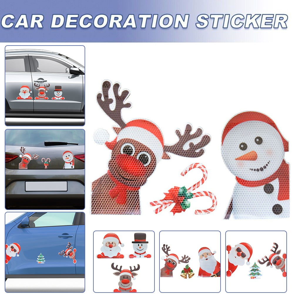 Mlless Christmas Reflective Santa Claus Reindeer Light Stickers ...