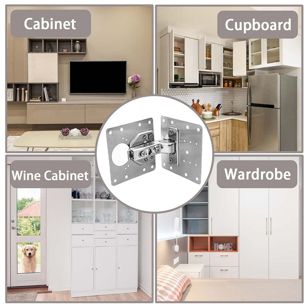 Mlless Kitchen Cupboard Door Hinge Repair Kit with 2/4/10 Plates and