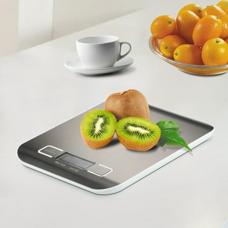 Mllieroo Digital Kitchen Scale Multifunction Food Scale, 11 lb or 5 kg, LCD Display, Stainless Steel Silver