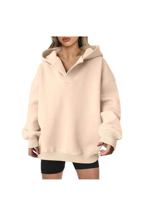 Mlmzgr Hoodies for Women Loose Fitted Casual Long Sleeve Baggy Comfy Fleece Womens Loungewear Sweatshirts